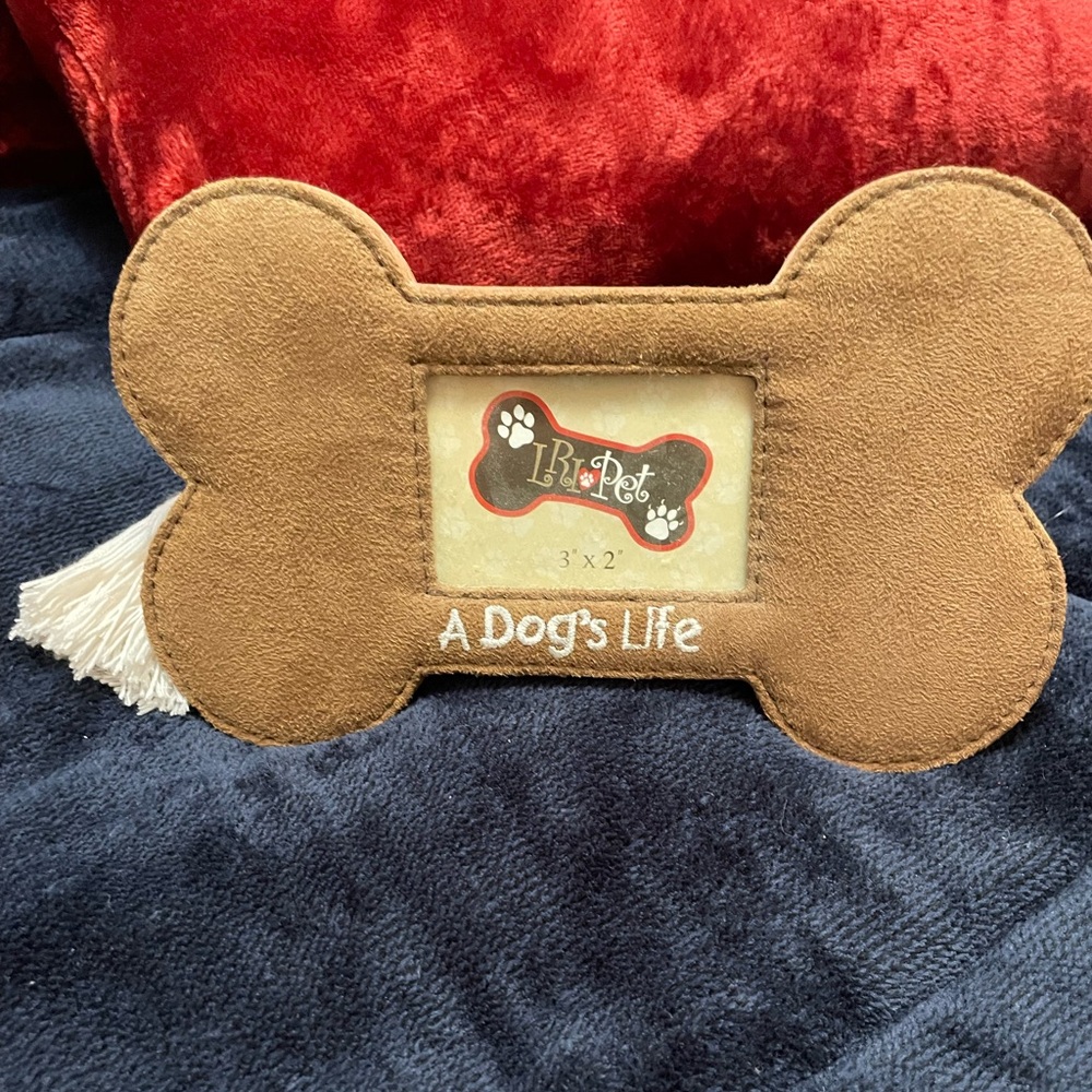 Cutest Brown Plush Dog Bone Picture Frame!